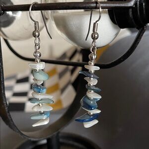 Artisan Blue and White Shell Earrings